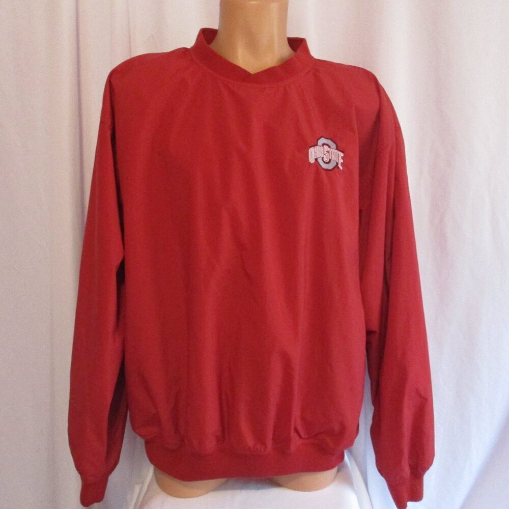 Ohio State Pullover Lined Windbreaker XL Red Embroidered Logo